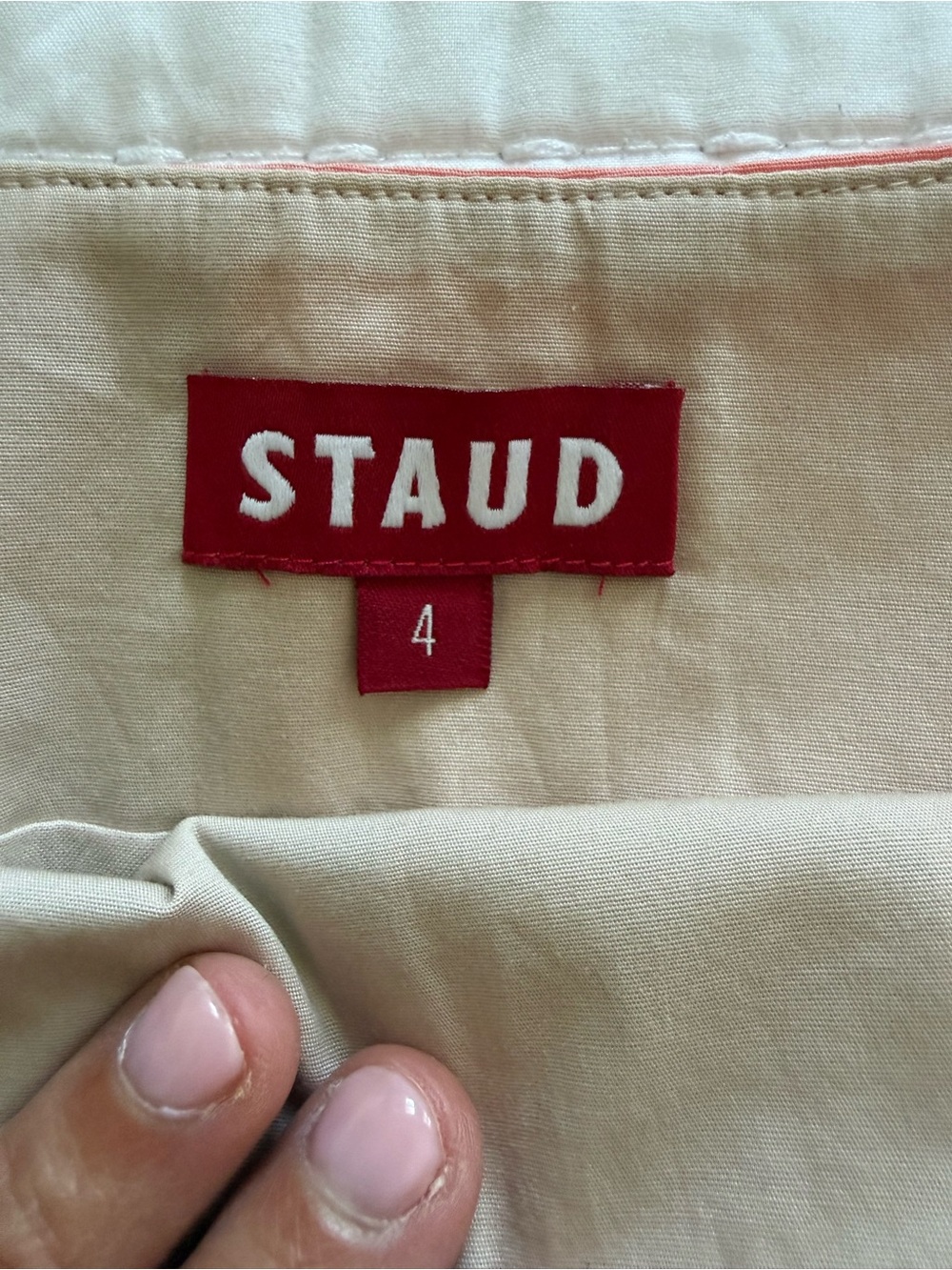 STAUD Wells Striped Cotton-blend Poplin Mini Skirt, size 4 - Picture 4 of 7